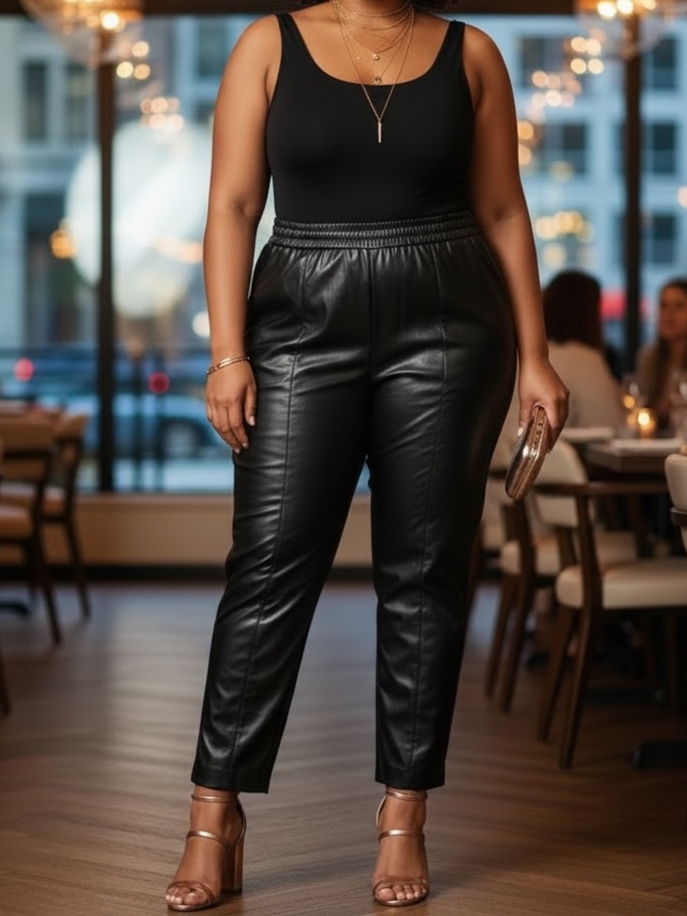 Ann Taylor Black Sleek Vegan Leather Ankle Trousers | Size XL